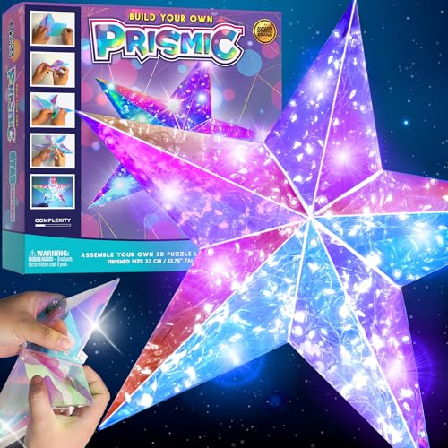 PRISMIC Make Your Own 3D Star Light Art & Craft Kit - Unique Gifts for 8 + Year Old Girls & Boys - Fun Crafts for Girls 8-12, DIY Kits for Kids Ages PURPLE LADYBUG