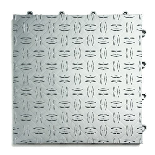 Big Floors GarageTrac Diamond, Durable Copolymer Interlocking Modular Non-Slip Garage Flooring Tile (48 Pack), Alloy Big Floors
