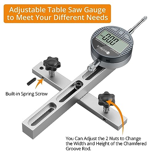 Neoteck 0-1'' Digital Dial Indicator Table Saw Gauge with 3.2inch Long Anodized Aluminum Bar for Aligning and Calibrating Work Shop Machinery Table Neoteck