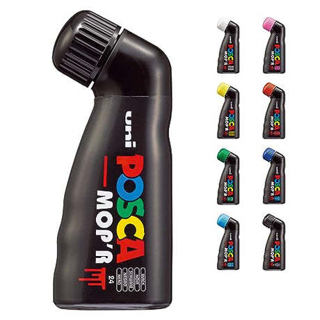 Uni Posca Multicolor Posca Markers, Mop'R Posca Paint Markers with XXL 3-19mm Round Tip for Any Surface, ACMI-Certified Non-Toxic Formula, MOPR Black Uni Posca