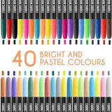 Zenacolor 40 Fabric Markers Pens Set - Non Toxic, Indelible and Permanent Fabric Paint - Fine Point Tip Textile Marker Pen Zenacolor