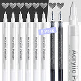 Acrylic White Paint Pen Fine Tip: 8 Pack 0.7mm Black White Paint Marker Pens for Art, Water-Based White Markers for Black Paper Metal Wood Stone AKARUED