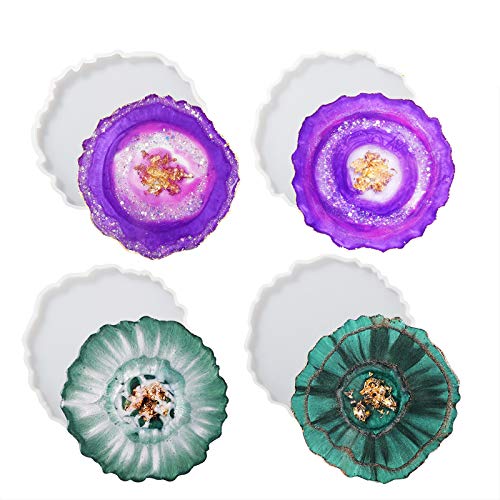 LET'S RESIN Geode Resin Coaster Molds, 4 Pcs Druzy Silicone Agate Coaster Molds LET'S RESIN