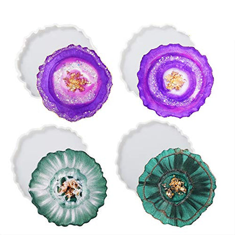 LET'S RESIN Geode Resin Coaster Molds, 4 Pcs Druzy Silicone Agate Coaster Molds LET'S RESIN