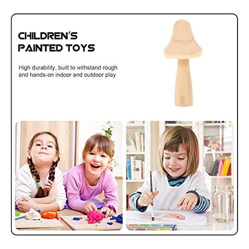 PartyKindom 6 Pcs DIY Wooden Ornaments Wooden Toys House Decorations for Home Kids playset Mushroom Statute DIY Painting Wooden Ornament Mini PartyKindom