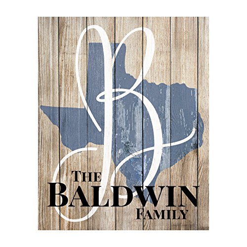 Personalized Printed Wood Family Name Sign with Established Date and State Shape Design 16x20 MRC Wood Products