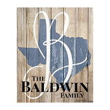 Personalized Printed Wood Family Name Sign with Established Date and State Shape Design 16x20 MRC Wood Products