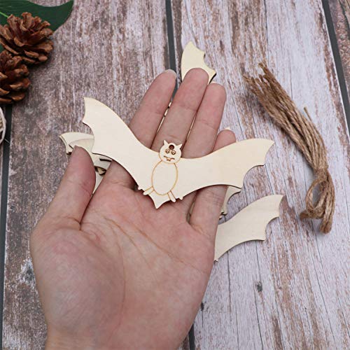 Holibanna Unfinished Wood Craft Pieces Halloween Bat Animal Hollow Cutouts Wooden Chips DIY Arts 20Pcs Holibanna