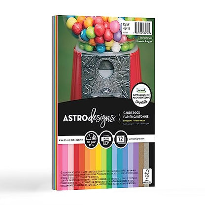 Neenah Astrodesigns/Creative Collection Starter Kit Cardstock, 4.5" x 6.5", 65 lb/176 GSM, 18-Color Assortment, 72 Sheets (46416-03) - WoodArtSupply