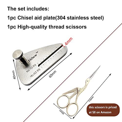 Hisew- Leather Stitching Punch Aid Pulling Plate and Scissor Kit, Diamond Lacing Chisel or Pricking Iron Aid Mate, Leather Craft Work Tools - WoodArtSupply