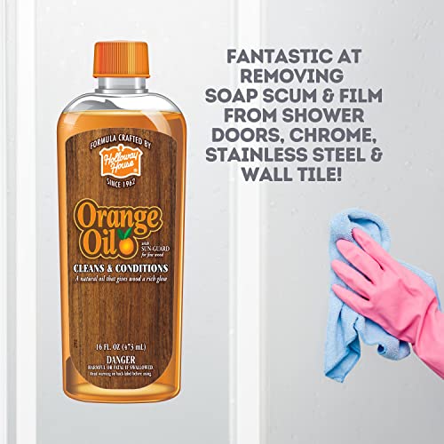 Holloway House Orange Oil Cleaner 16oz w/ Sun-Guard for Fine Wood, Cleans & Conditions, Removes Soap Scum from Shower Doors, Stainless, Tile & Sinks, - WoodArtSupply