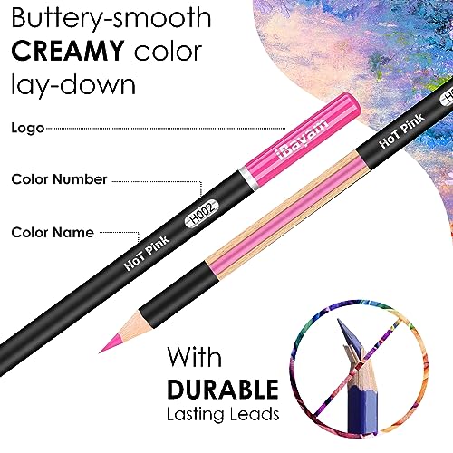 iBayam 123-Pack Colored Pencils Set with Gift Case, 3-Color Sketch Pad, Coloring Book, Professional Artist Drawing Pencils Kit Art Supplies for iBayam