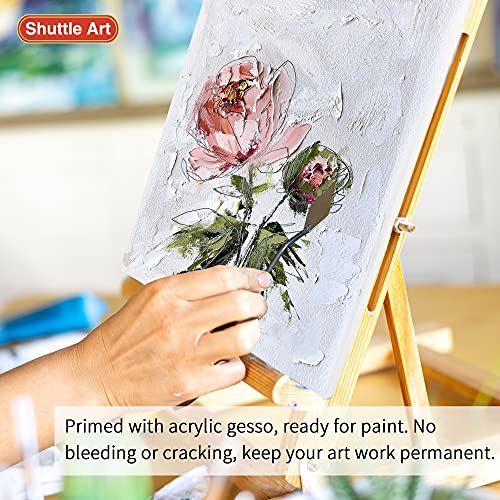 Shuttle Art Stretched Canvas, 20 PCS Value Pack, 5 x 7, 8 x 10 Inches (10 of Each), 100% Cotton, Primed White Canvases for Painting, Stretched Canvas Shuttle Art