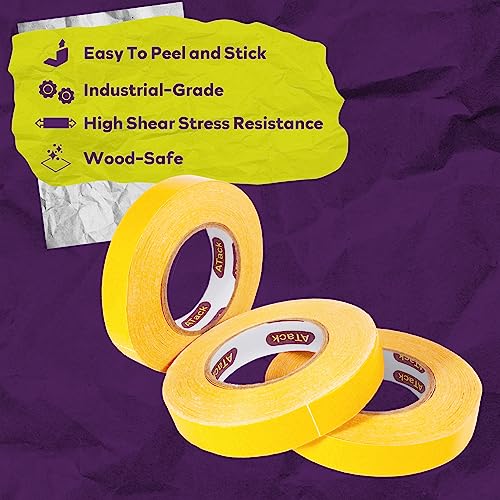 ATack Double-Sided Woodworking Tape, 1-Inch by 36-Yards (3-Pack) Double Face Turner Tape for CNC and Wood Template- Removable, Residue-Free and ATack