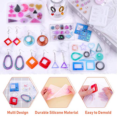 Resin Molds for Jewelry, Paxcoo 678pcs Earring Making Kit with 28pcs Epoxy Molds and 650pcs Earring Hooks, Jump Rings for Pendants, Resin Crafts, DIY - WoodArtSupply