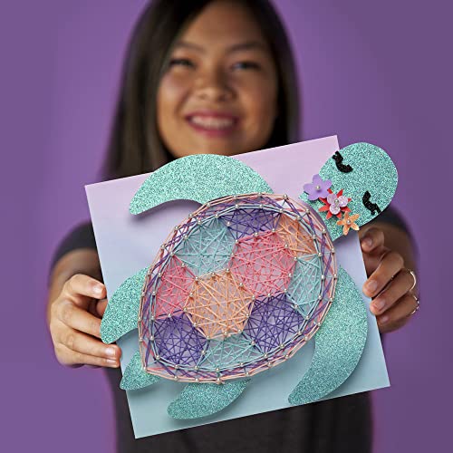 Craft-tastic — String Art Sea Turtle for 2 Fun Craft Projects — Sea Turtle and Hibiscus Flower — Ages 10+ Craft-tastic