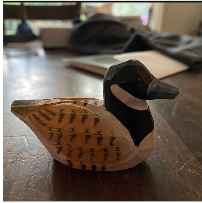 Selsela Canada Goose Figurine Decoration Handmade Wooden Statue Duck Art Decoy Carved Bird Geese Branta Small Animal Collectible Selsela