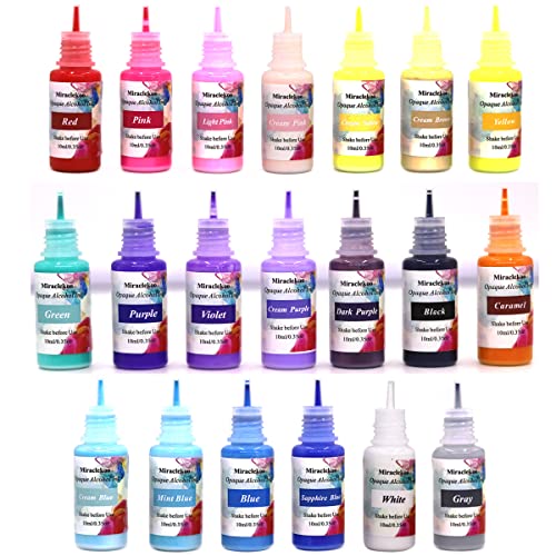 Alcohol Ink Set Opaque Alcohol Pigment Resin Dye Self-Sinking Alcohol Inks Pastel Colors for Epoxy Resin Coloring, Petri Dish Making, Tumbler Cup - WoodArtSupply