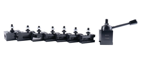 Accusize Industrial Tools 8 Pc AXA Wedge Type Quick Change Tool Post Set for Lathes, Includes 2 Oversize Turning & Facing Holders, Precision Lathe Accusize Industrial Tools