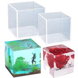 Voaesdk 2Pcs Large Cube Resin Molds, 4'' & 3'' Clear Silicone Cube Molds, Resin Flower Preservation Kit, Transparent Deep Square Epoxy Resin Molds Voaesdk