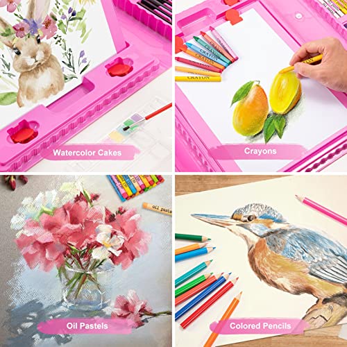Art Supplies, 272 Pack Art Set Drawing Kit for Girls Boys Teens Artist, Deluxe Gift Art Box with Trifold Easel, Origami Paper, Coloring Book, Drawing POPYOLA