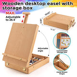 Art Paint Set with Wooden Easel Box, 24 Colors Acrylic Paints, 8 Paint Brushes, 6 Canvas Panel etc. Creative Paining Supplies kit for Kids, Student, Inburit