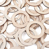Pandahall 40pcs Unfinished Flat Round Wood Pendants 80mm Wooden Link Ring Charms Christmas Ornaments with 3mm Hole for Home Party Decoration Jewelry PH PandaHall