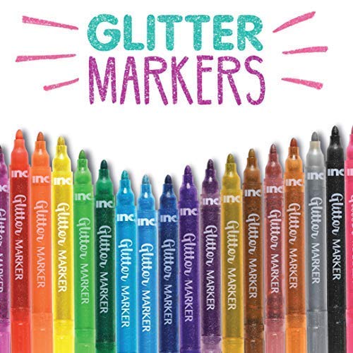 Inc. Multicolor Glitter Markers - 18 Assorted Colors, Sparkly Non-Toxic  Water-Based Marker Set, Bullet Point Tip for Drawing, Coloring, Doodling