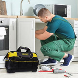 STANLEY FATMAX Technician Tool Bag, Heavy Duty 600 Denier and Leather, Multifunctional Tool Storage Organiser, 18 Inch, 1-93-950 Stanley