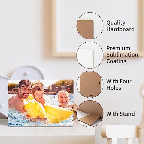 PYD Life 4 Pack Sublimation Photo Frame Home Decor Blanks 10" x 8" Rectangular 0.6 Inch Thickness MDF Hardboard White Wall Hanging with Stand for PYD Life