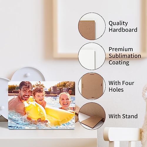 PYD Life 4 Pack Sublimation Photo Frame Home Decor Blanks 10" x 8" Rectangular 0.6 Inch Thickness MDF Hardboard White Wall Hanging with Stand for
