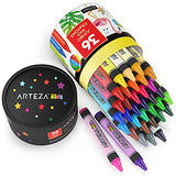 Arteza Kids Jumbo Crayons, Set of 36 Colors, Vivid Toddler Crayons from Wax, Art and School Supplies for Kids Craft and Drawing Activities Arteza Kids