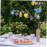 FUNOMOCYA 60pcs Painted Easter Wood Slice Sawdust Eggs Wooden Hanging Chip Label Hanging Piece Wood Chips tag Pendant Wood Charm Easter Unfinished FUNOMOCYA