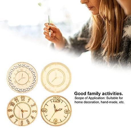 Wood Cutouts, 16PCS Wood Rounds for Crafts Round Wooden Ornaments, Wood Cutouts Round Clock Shaped Unfinished Chips Wooden Crafts for Decoration HERCHR