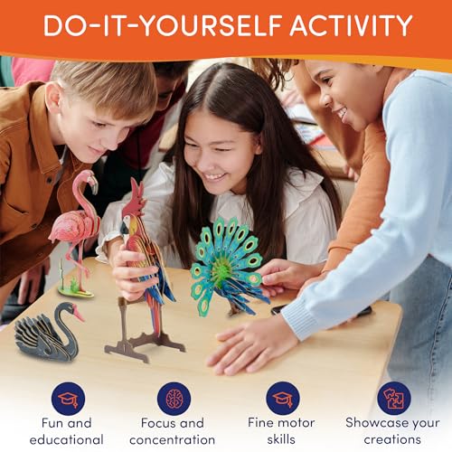 4-in-1 3D Wooden Bird Puzzle Set for Creative Kids - DIY Model Building Kits Smartstoy