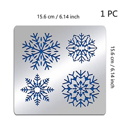 BENECREAT Snowflake Pattern Stainless Steel Stencil Template, 6.14x6.14inch Metal Journal Stencils Templates Tool for Wood Burning Pyrography and - WoodArtSupply