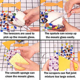 Whaline 7 Pieces Mosaic Tools, Mosaic Tweezers Tile Beginner Setwith 2 Scrapers, 2 Tweezers, 1 Double-EndedHook, 1 Spatula, 1 Sponge Whaline