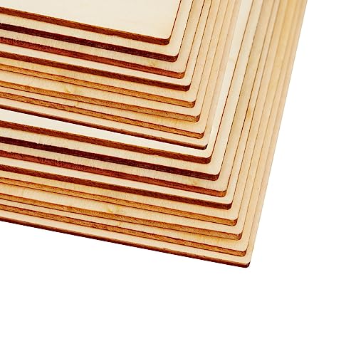 8 Pack Thin 8x8 Wood Squares for DIY Crafts, Unfinished 1/8 Inch Basswood Plywood for Laser Cutting, Wood Burning Bright Creations