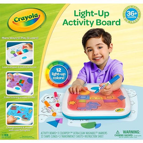 Crayola Light Up Activity Board, Sensory Toy for Toddlers & Kids, Reusable Activity, Washable, Toys & Gifts for Kids, Ages 3+ Crayola