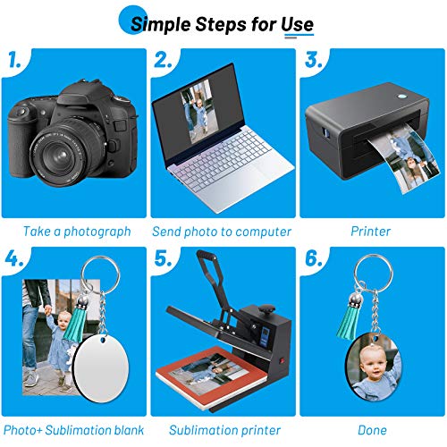 Sublimation Blanks Keychains Products, 80 PCS Keychains Tag Bulk with 2 Inch Heat Transfer Double-Side Round Coasters Blanks, Key Chains, Tassels, Cruzix