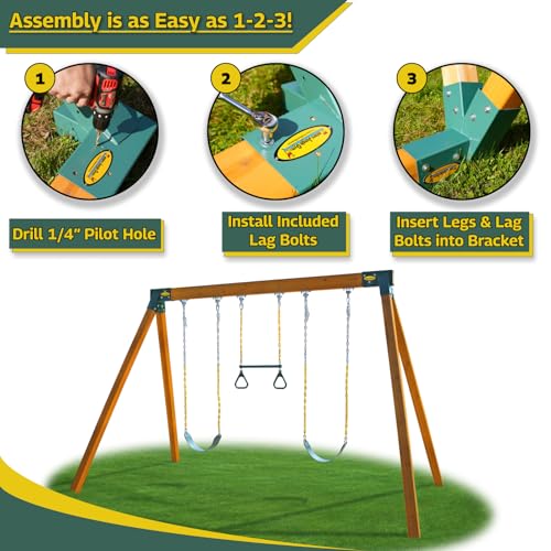 Eastern Jungle Gym Easy 1-2-3 A-Frame Swing Set Bracket Heavy Duty for EZ, Simple Install - DIY Swing Set Parts Green - WoodArtSupply