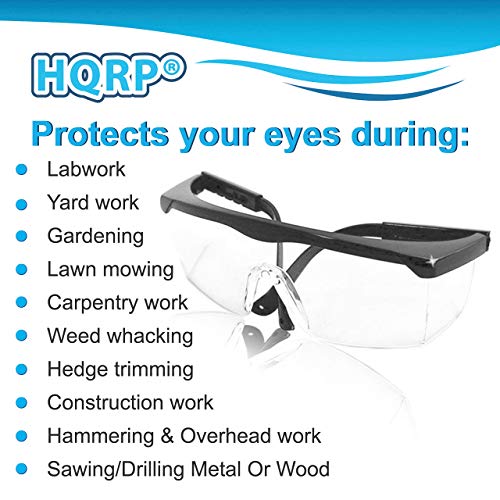 HQRP Clear Tint UV Protective Safety Goggles Glasses for Yard work, Gardening, Lawn mowing, Weed whacking, Hedge trimming, Wood working, HQRP