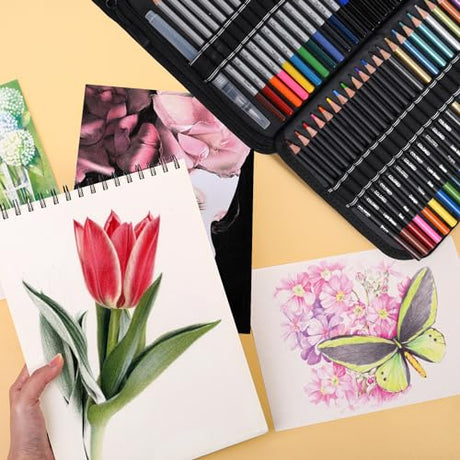 Vobou 72pcs Art Supplies Set, Colored Drawing Pencils Art Kit- Sketching, Graphite Pencils With Portable Case, Ideal School Art Supplies for Artists Vobou