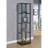 Bowery Hill 4-Shelf Glass Curio Cabinet Display Case in Black Bowery Hill