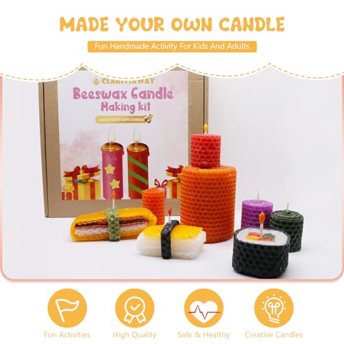 Beeswax Candle Making Kit for Kids -12 Pcs Vibrant Colors Beeswax Sheets Handmade Crafts Gift Beeswax Sheets for Candle Making Kit, DIY Candle Making Clarissaway