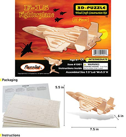 Puzzled F15 Fighterplane Woodcraft Construction Kit - WoodArtSupply