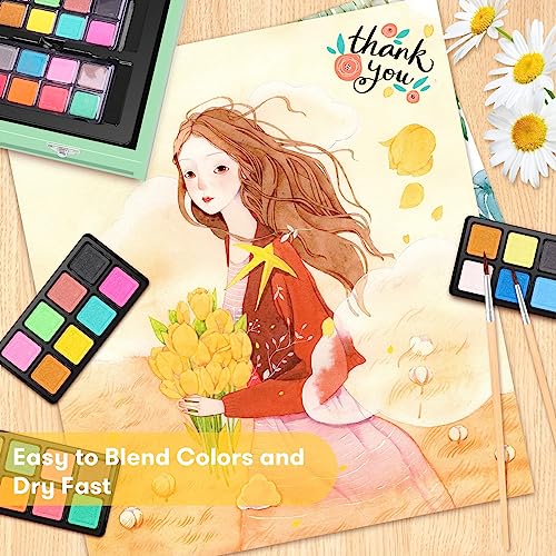 iBayam Art Supplies, 150-Pack Deluxe Wooden Art Set Crafts Drawing Painting Kit with 1 Coloring Book, 2 Sketch Pads, Creative Gift Box for Adults iBayam