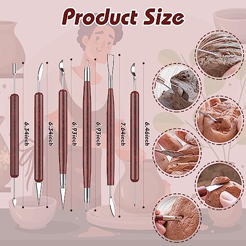 6PCS Clay Tools Sculpting, Double-Sided Polymer Carving Tools Kit, Wood Ceramic Tool Set for Pottery, Air Dry Clay, Polymer Clay, Sculpting, - WoodArtSupply