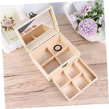 NOLITOY 1pc Box Storage Box manual earring box necklace box unfinished wood treasure chest makeup box wooden crafts jewelry box wooden treasure chest NOLITOY