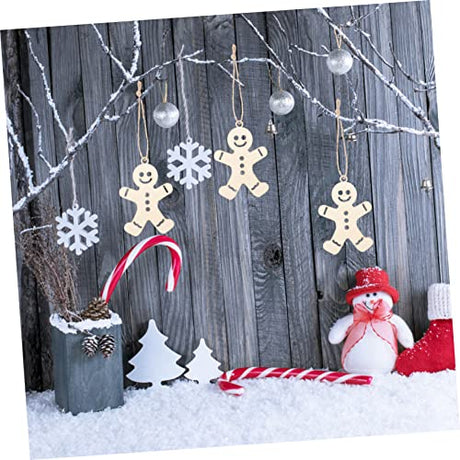 NOLITOY 300 Pcs Wooden Gingerbread Man Hanging Ornament Gingerbread Craft Christmas Gingerbread Ornament Unfinished Wood Shapes Gingerbread Man NOLITOY